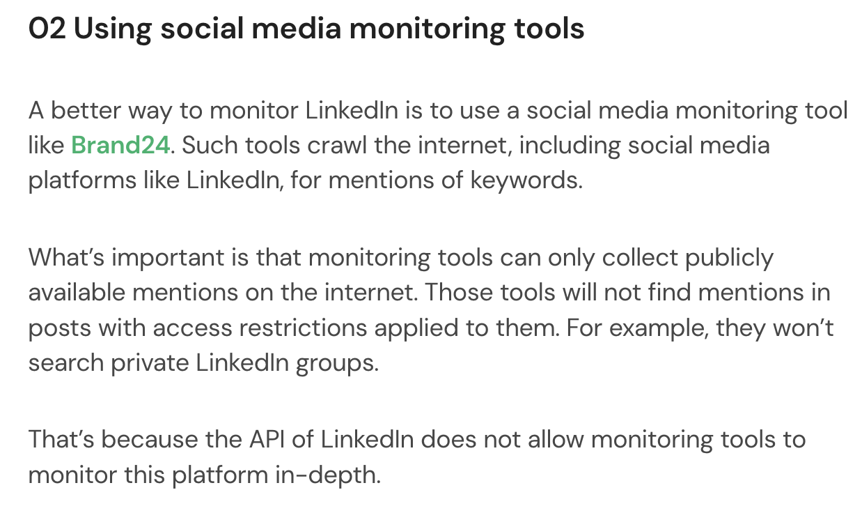 Brand24 Not Monitoring Linkedin Private Content
