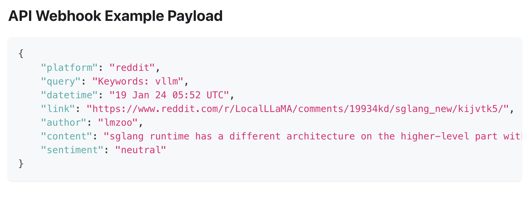 Webhook example payload