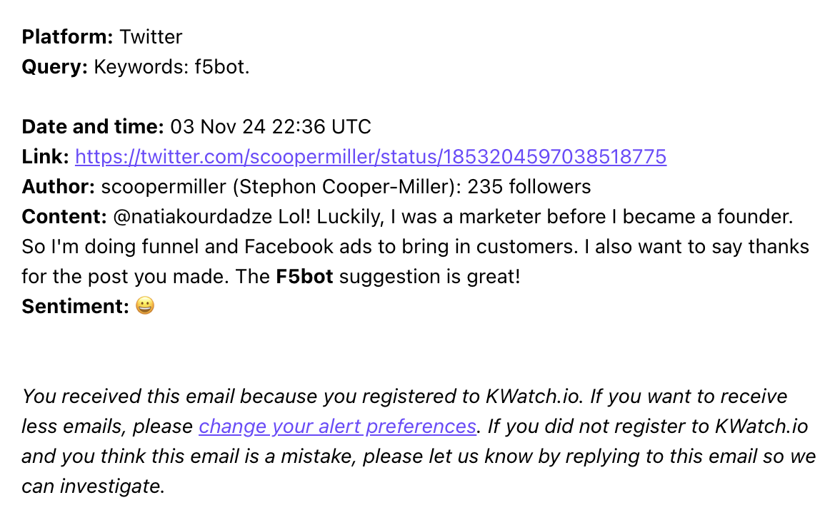 KWatch.io email alerts